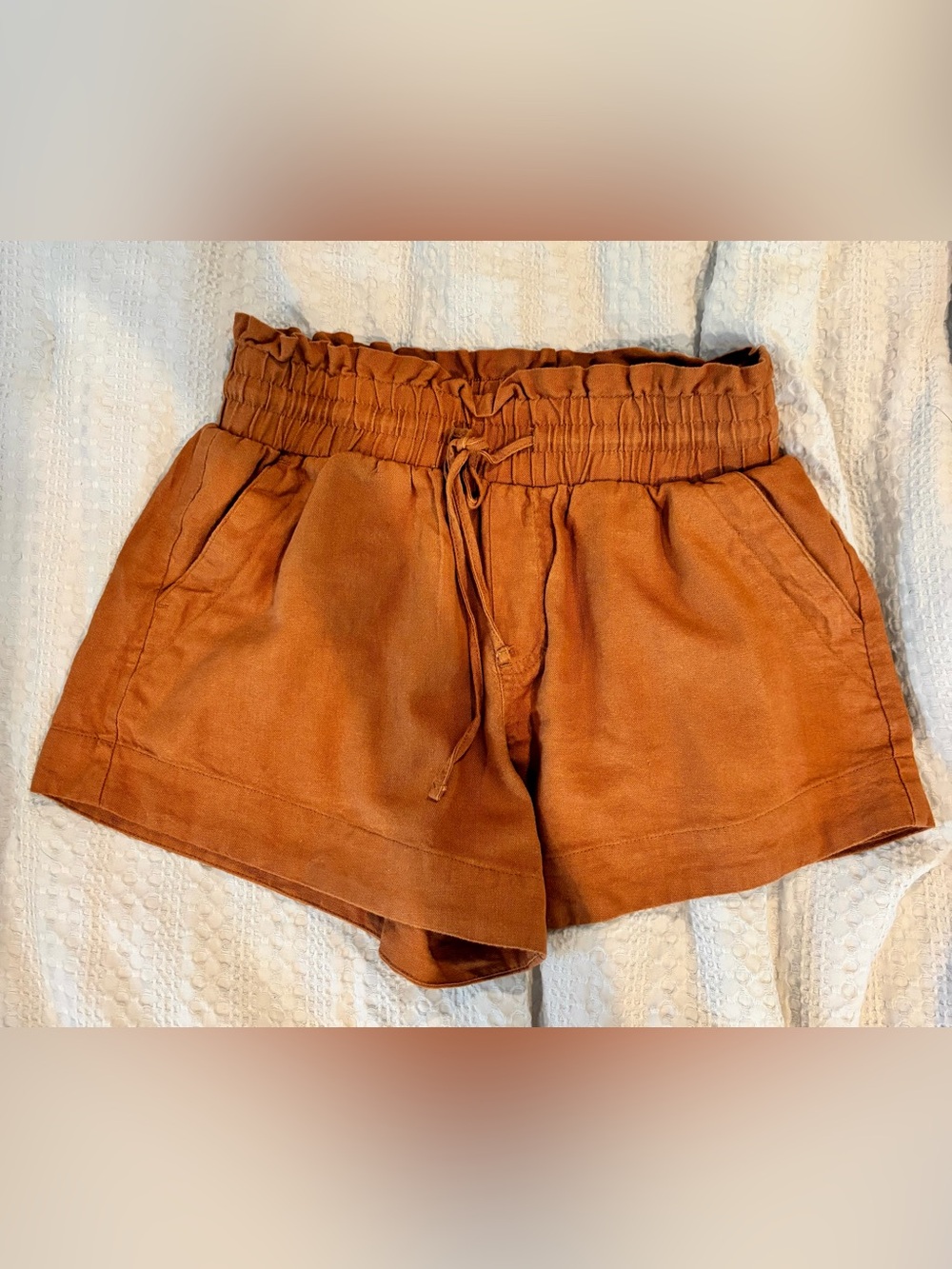 Women's Rust Elastic-Waist Drawstring Shorts